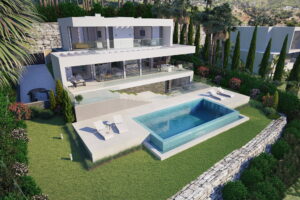 3D rendering of the villa, located in Marbella, Spain. Day view.