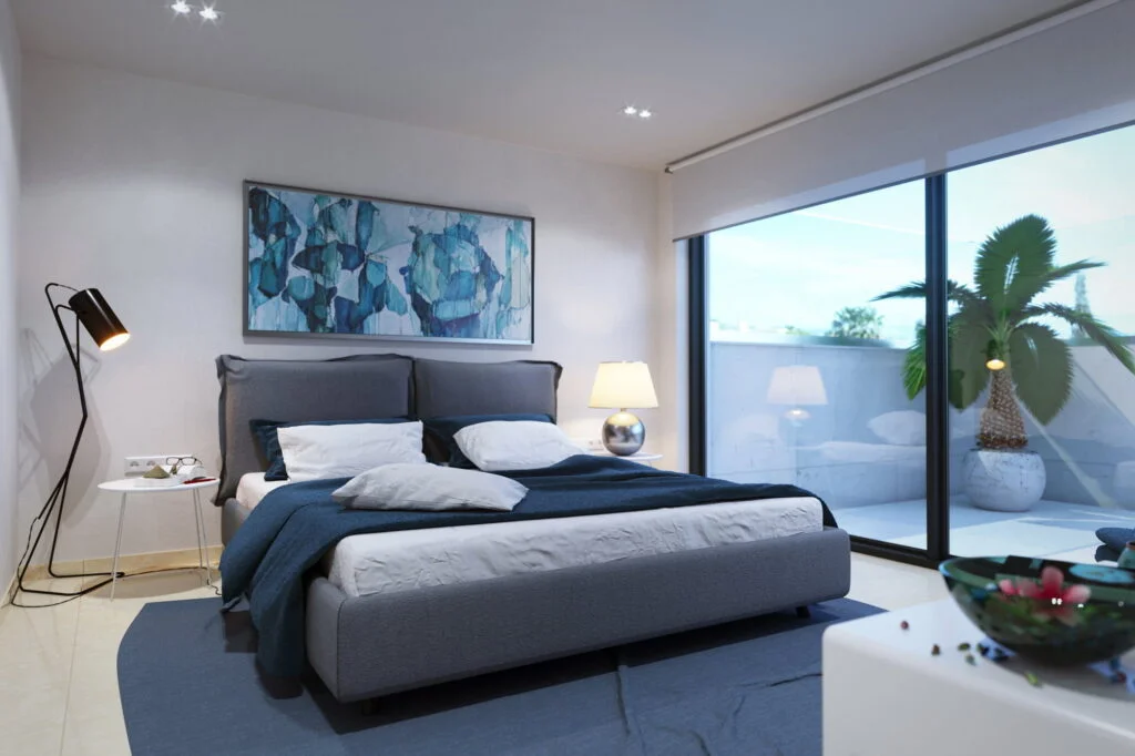 Second bedroom 3D rendering. Villa in Marbella,  Spain.