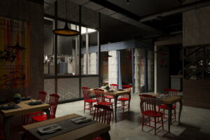 Cafe 3D rendering, Dubai, UAE.