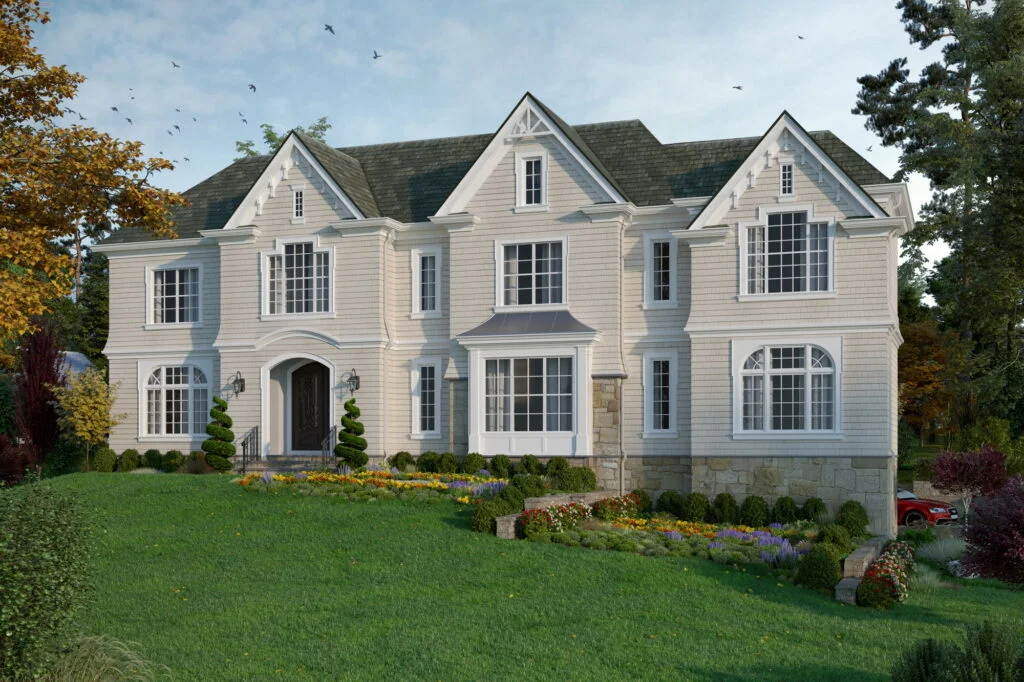 3D rendering of a duplex house in New Jersey, USA, second option.