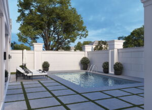 3D rendering of a private house yard in New York, landscape design