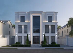 3D rendering of a private house in New York, facade redesign