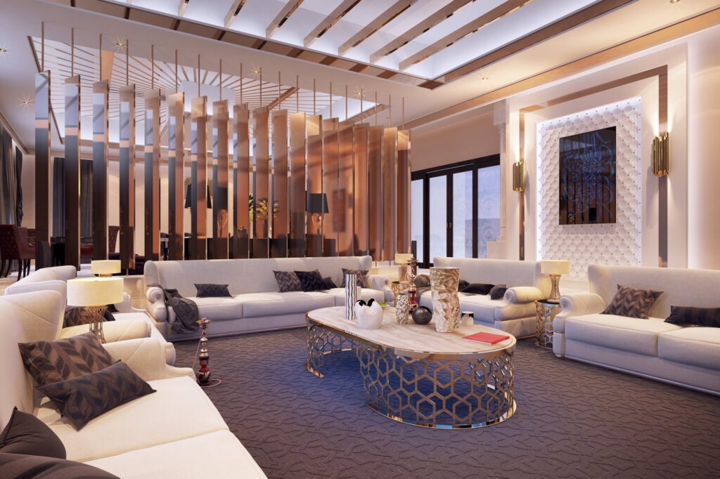 3D rendering of a living room, Doha, Qatar.